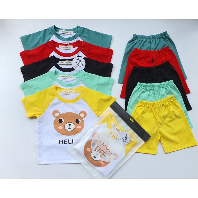 Bộ tay ngắn in mặt thú - chất liệu cotton 100% cao cấp hình in bao giặt máy ko bong tróc