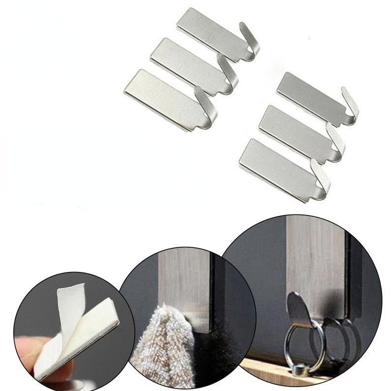 Set 6 Giá Đỡ Treo Đồ Dán Tường Bằng Thép Không Gỉ