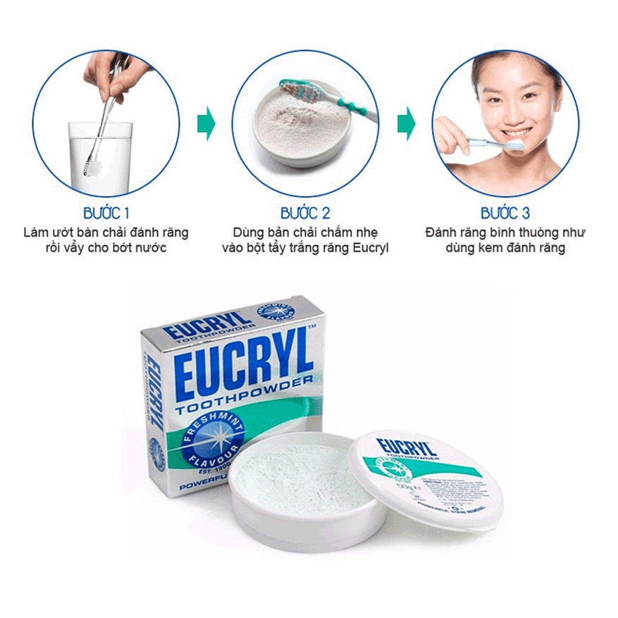 Bột Đánh Răng Eucryl Toothpowder tẩy trắng và làm sạch răng 50g [NHẬP KHẨU CHÍNH HÃNG 100%]