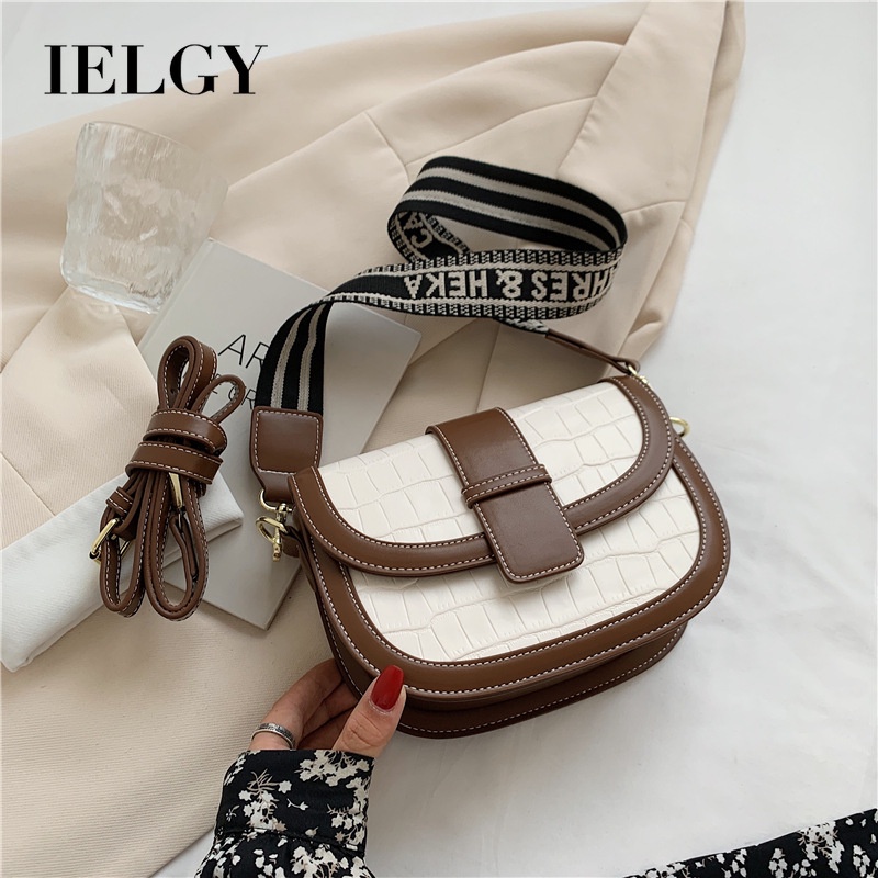 Túi đeo vai/kẹp nách IELGY hình bán nguyệt nhỏ phong cách phương Tây thời trang mùa thu thanh lịch cho nữ