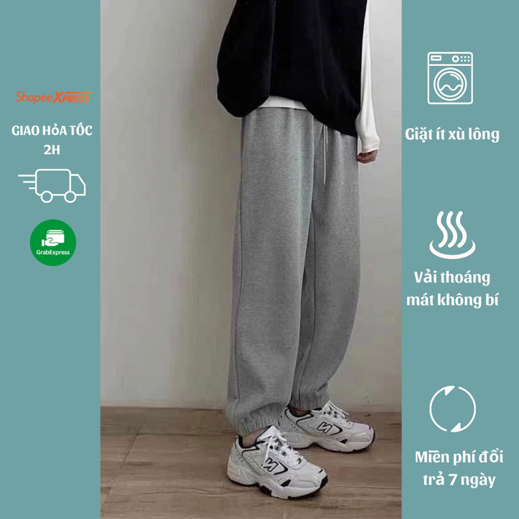 Quần Jogger nỉ bó ống phong cách Unisex cho nam nữ vải nỉ mềm dày dặn phù hợp mặc nhiều mùa