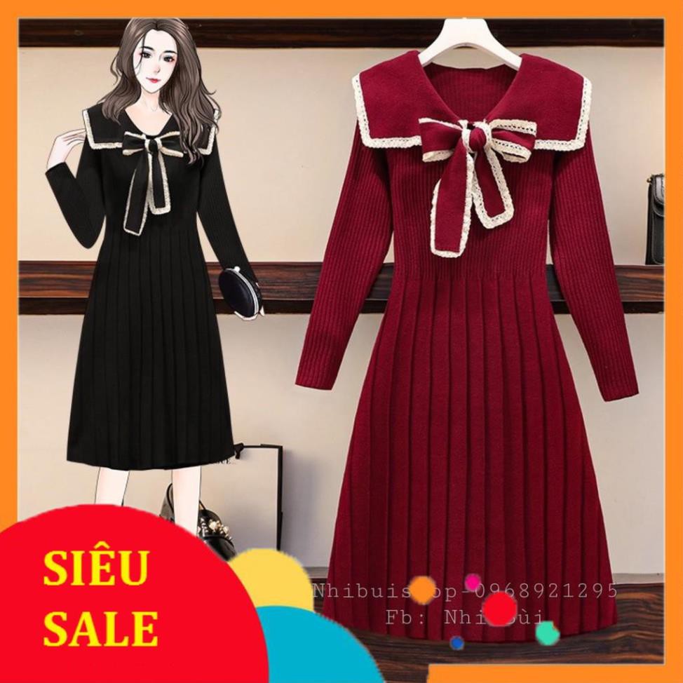 🌈FREESHIP🌈 Váy Len Xoè Buộc Nơ Ren HOT Giá SỈ