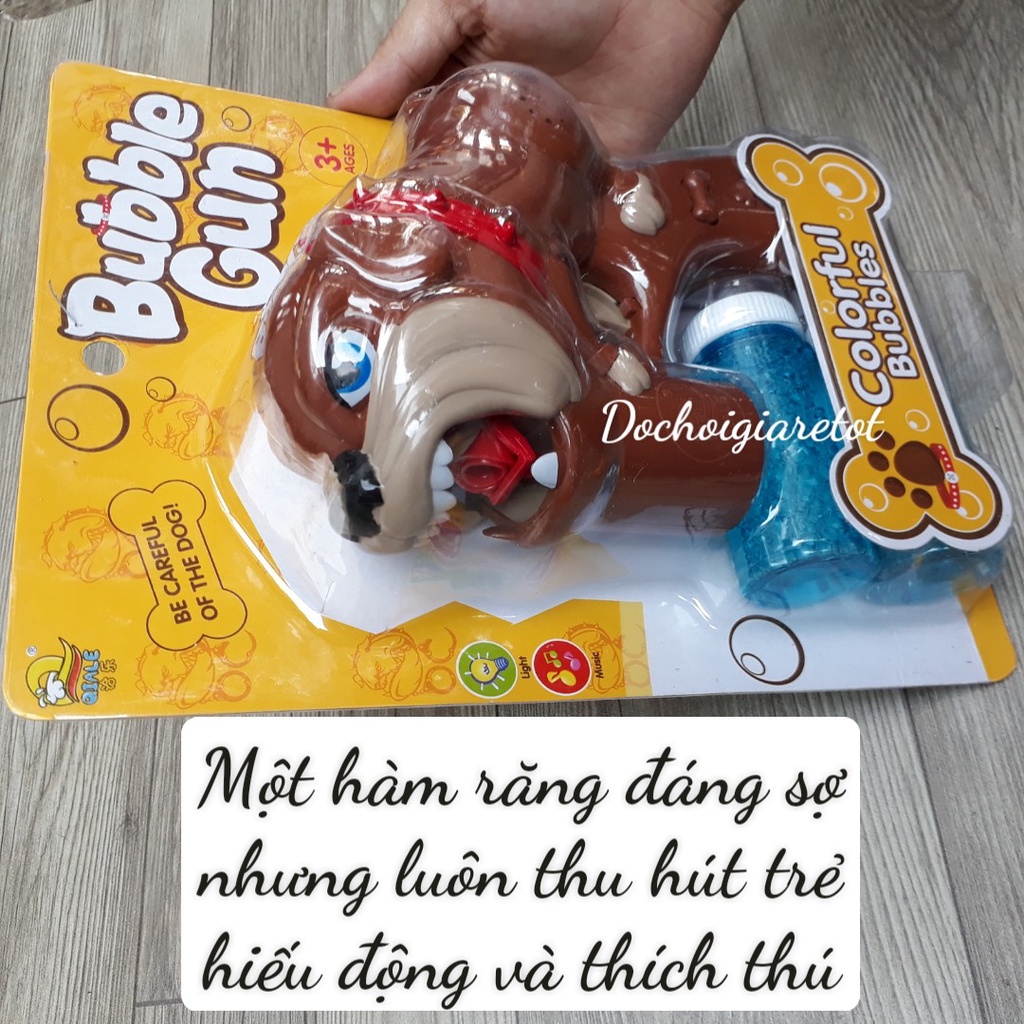 [Đủ mẫu] Súng bắn bong bóng xà phòng hình chú chó cho bé có nhạc, đèn kèm pin (ảnh thật)