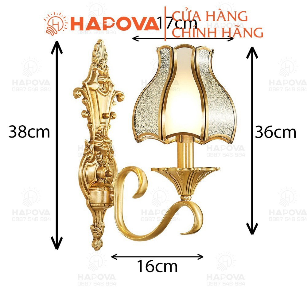 Đèn gắn tường ngoài trời trang trí cột cổng HAPOVA MILA 0821 + Tặng kèm bóng led