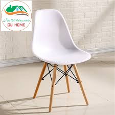 Ghế Eames lưng nhựa chân đan gỗ sồi tự nhiên (Ghế làm việc, quán cafe, phòng ăn...)