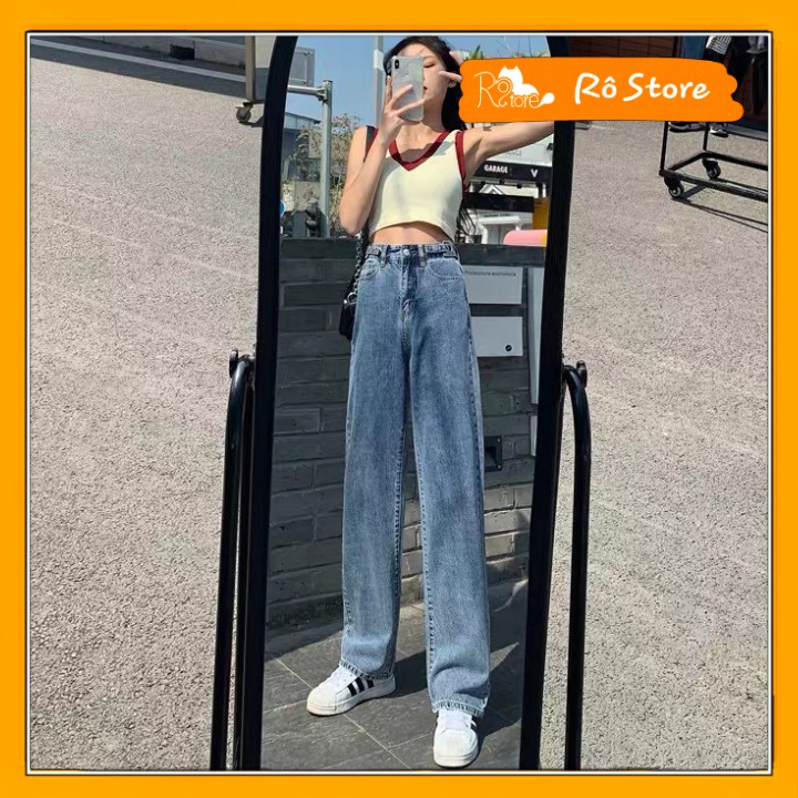 Quần Jean Ống Rộng Đai Thắt Eo Cá Tính Form Ulzzang Unisex phong cách Hàn Quốc mặc lên cực tôn dáng RÔ STORE QD20