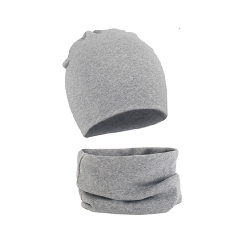 Bộ 2 món gồm mũ beanie và khăn choàng cổ màu trơn giữ ấm dành cho trẻ em