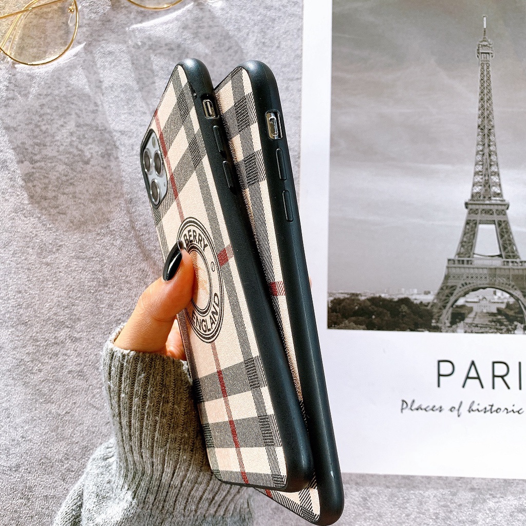 ỐP LƯNG DA IMD HỌA TIẾT DÀNH CHO IPHONE BURBERRY - N2558