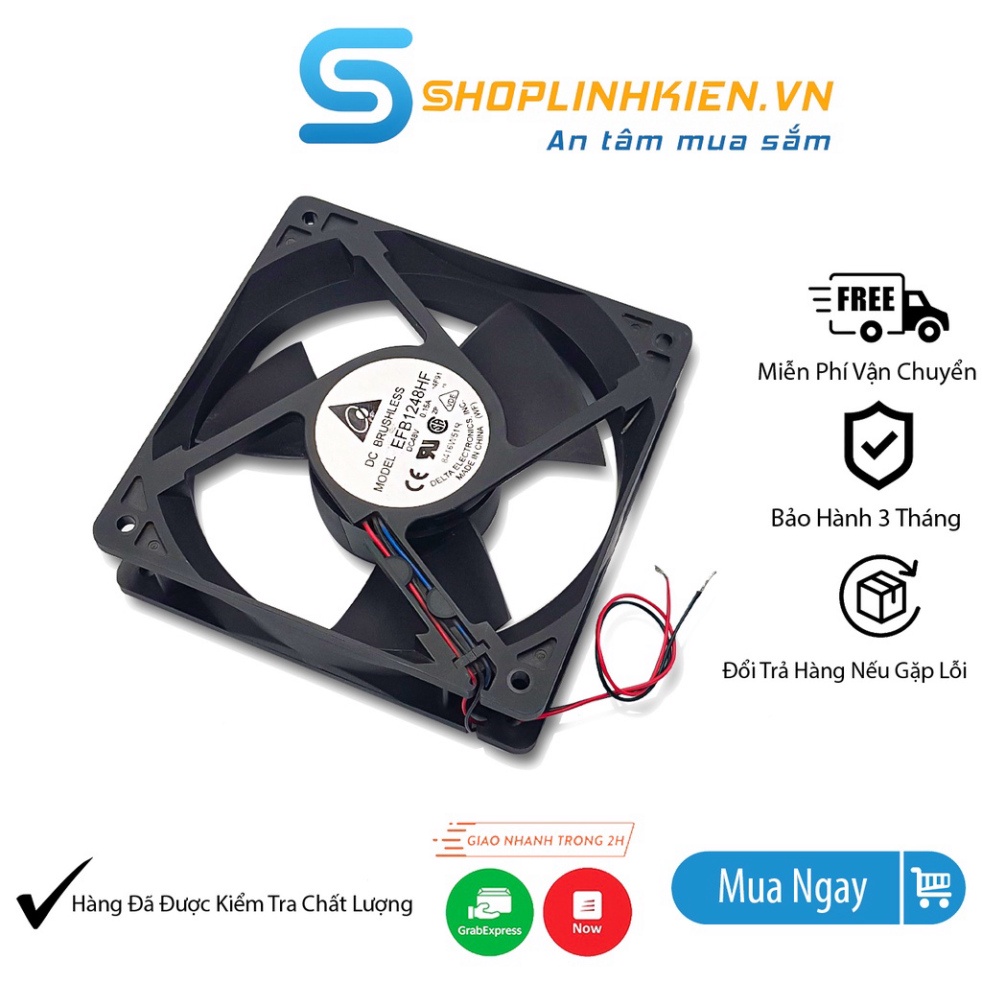 Quạt tản nhiệt 12CM 48V 12x12x3.2CM cho tủ điện, fan Delta EFB1248HF DC48V 0.15A - ShopThongMinh5.0