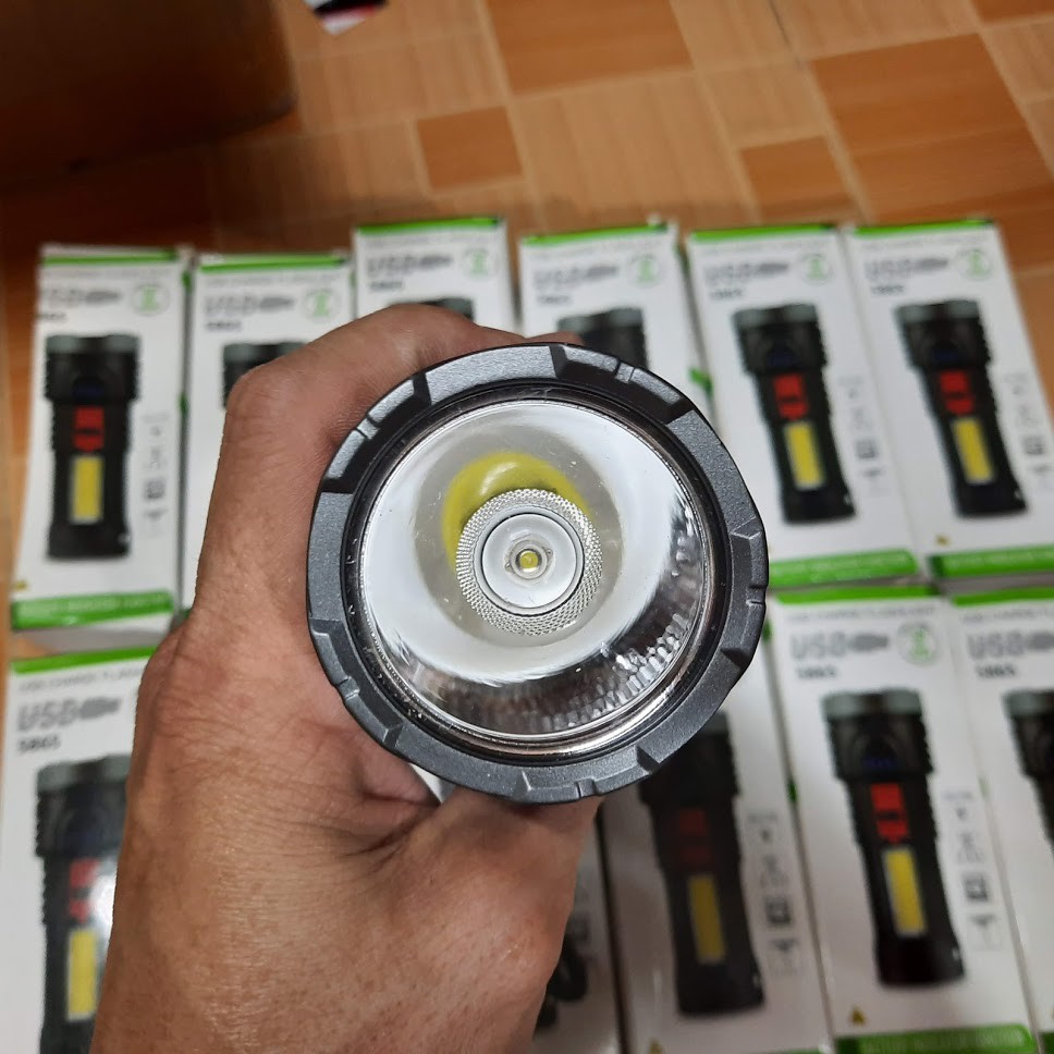 Đèn pin sạc cầm tay mini 10W có đèn COB đèn có pin sạc kèm dây sạc
