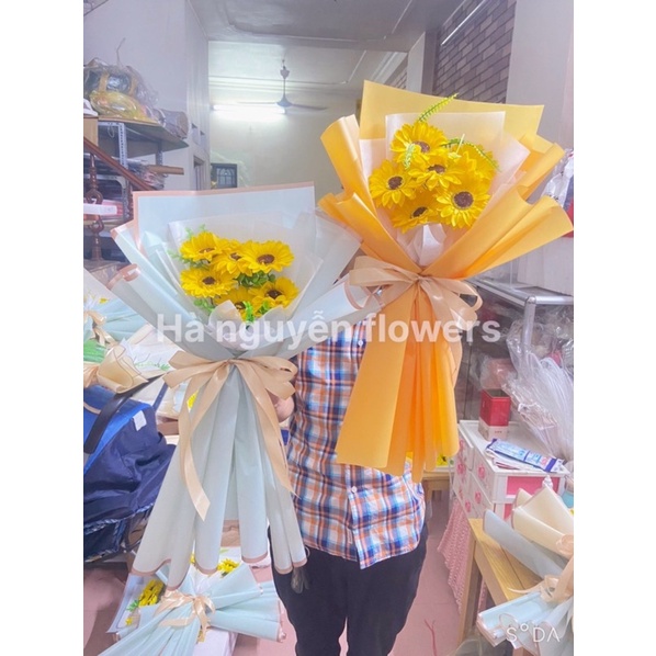 Sỉ hoa tốt nghiệp-hoa tặng tập thể: bó hoa hướng dương sáp