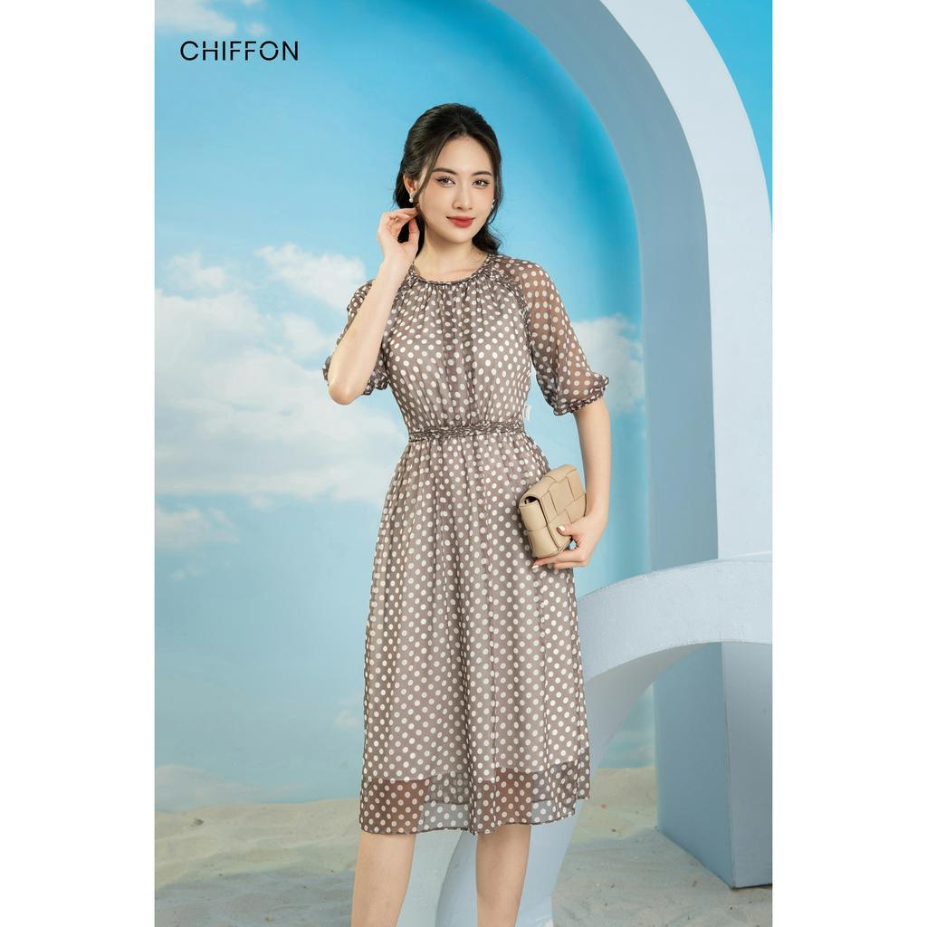 Váy đầm nữ hoa tơ lỡ tay thiết kế Chiffon