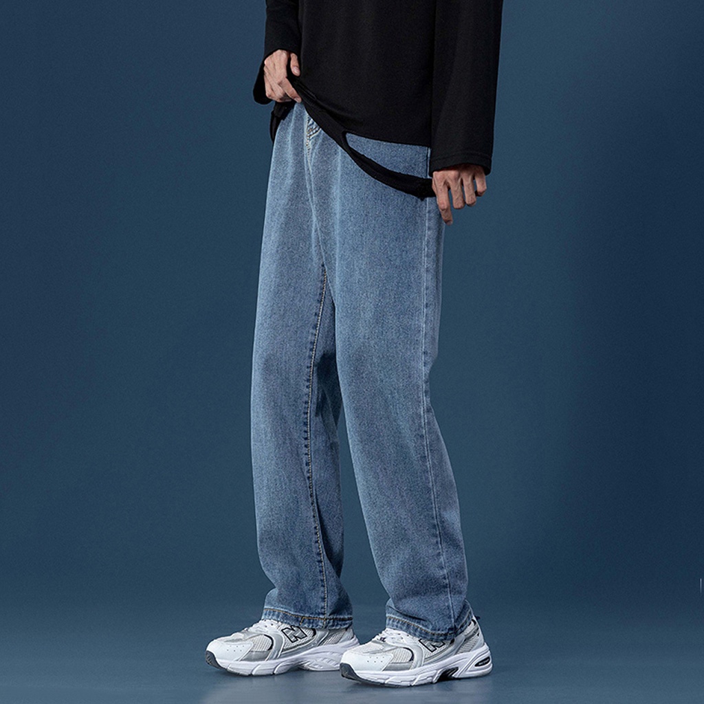 Quần Jean Nam Xanh Đậm Baggy Ống Suông Unisex phong cách SIMPLE Kiểu quần bò nam form suông rộng Leevin Store - J1015 | BigBuy360 - bigbuy360.vn