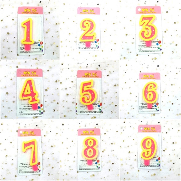 nến sinh nhật [FREESHIP❤️] nến số hồng sao hàng cao cấp