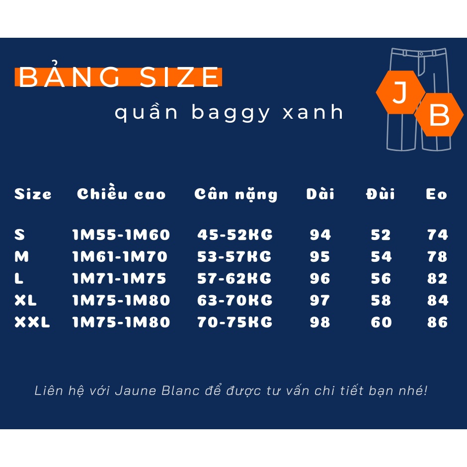 Quần jean baggy xanh nam, nữ ống rộng rách gấu, dáng suông, không phai- Jaune Blanc