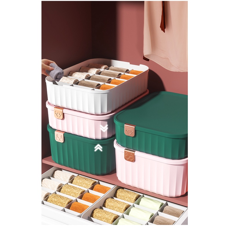 Hộp đựng vớ/ mỹ phẩm/ dụng cụ văn phòng, có vách ngắn tiện lợi mẫu mã đẹp lịch sự | Hàng có sẵn giao ngay | HCM