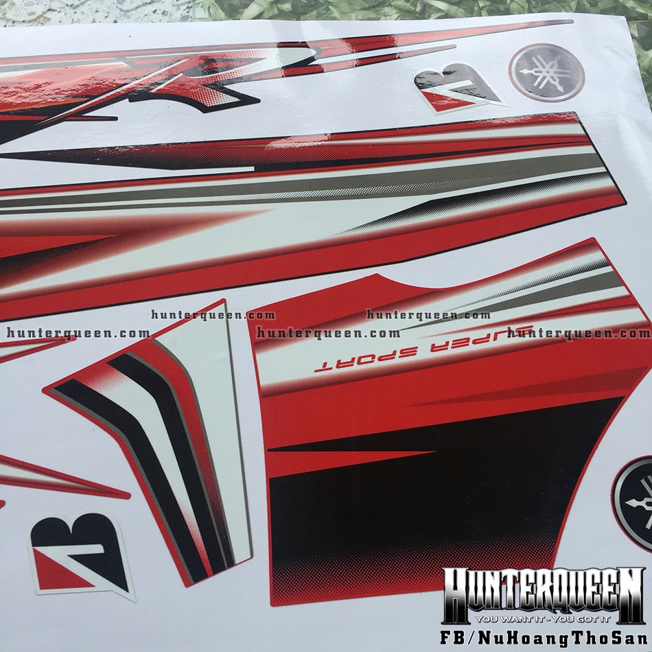 Tem rời dán xe YaZ đỏ đen. Decal cao cấp chống nước không bay màu