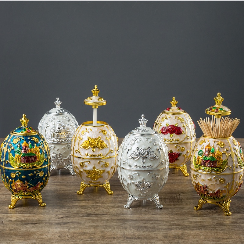 Hộp đựng tăm phong cách Châu âu retro thiết kế thông minh hoa văn tinh xảo