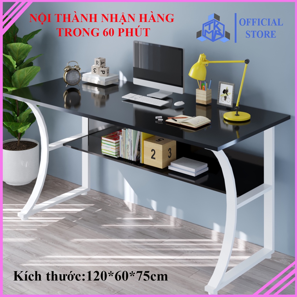 Bàn làm việc 120x60cm KÈM KỆ SÁCH, game gaming, bàn học để may tính cho bé hoc lam viêc, chân sắt sơn tĩnh điện TKMA