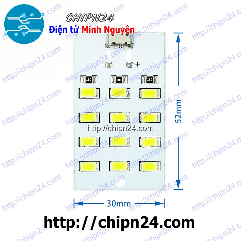 [1 pcs] Mạch 12 led siêu sáng USB 5V