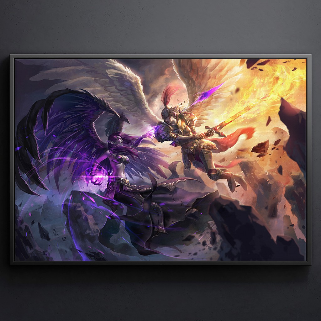 TRANH CANVAS LIÊN MINH HUYỀN THOẠI (LEAGUE OF LEGENDS) treo tường in theo yêu cầu - Morgana và Kayle