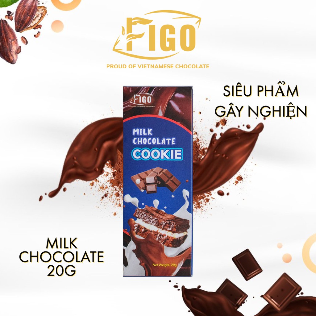 Thanh Kẹo Socola Sữa Nhân Bánh Cookie FIGO, Đồ Ăn Vặt Yourshop