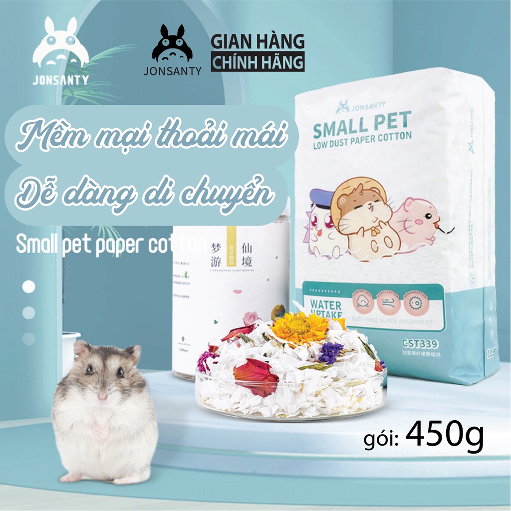 Giấy lót chuồng cho hamster bọ ú thỏ thú cưng nhỏ nguyên liệu hữu cơ hàng chính hãng JONSANTY gói lớn 450gram/1LB