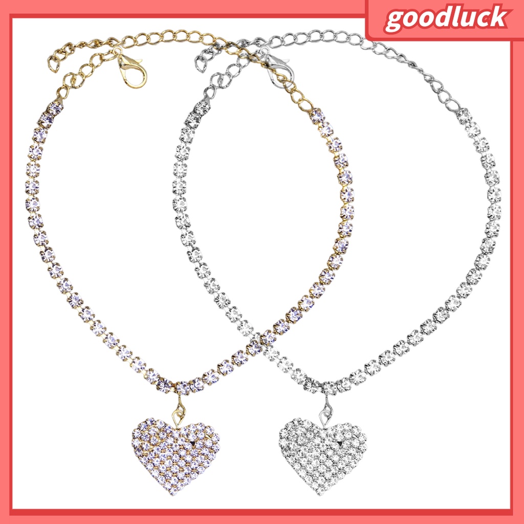 Goodluck| Lắc Chân Hình Trái Tim Đính Đá Lấp Lánh Thời Trang Cho Nữ