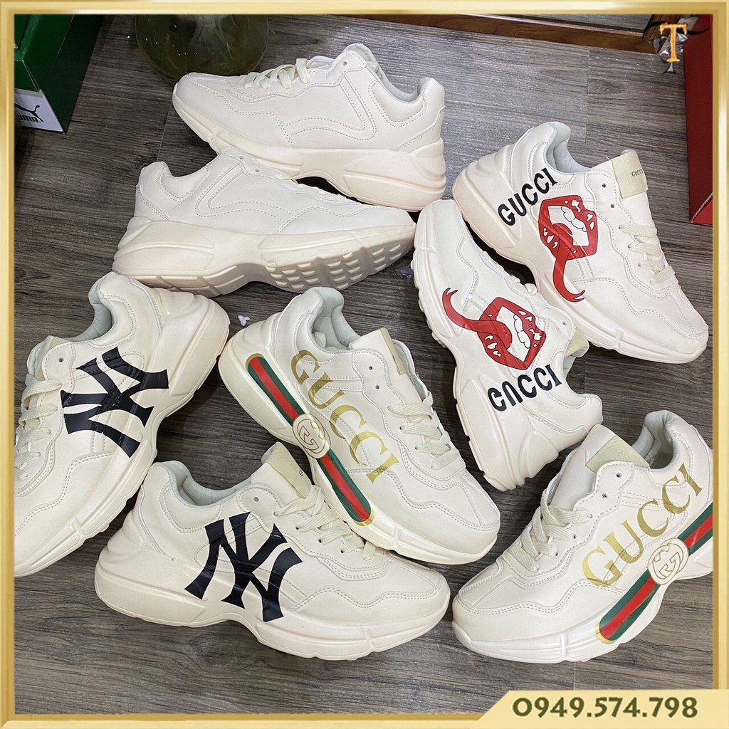 Giày gu cci môi, chữ ngang, NY đen