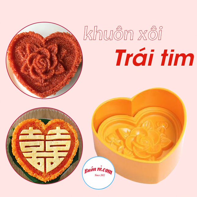 Khuôn xôi nhựa hình hoa / hình trái tim - Khuôn bánh ngọt trang trí nhựa Việt Nhật 01406 (MS: 5750-5752-5753-5763)