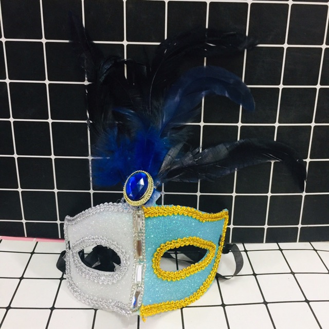 Mặt nạ hoá trang cosplay/ mặt nạ nửa mặt lông vũ kimsa trung thu haloween