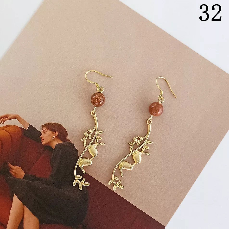 Hoa tai hạt đá kim tuyến nghệ phong cách nhẹ nhàng Mayconner