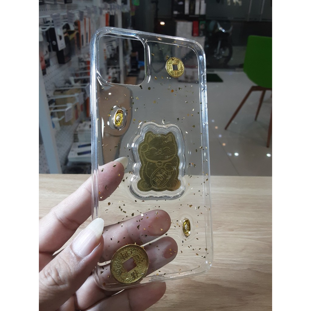 Ốp lưng trong suốt kết hợp mèo thần tài đồng vàng 2021 cho iphone 6,6s / 6,6S Plus / 7,8 / 7,8 Plus / X,XS / XR / XS Max