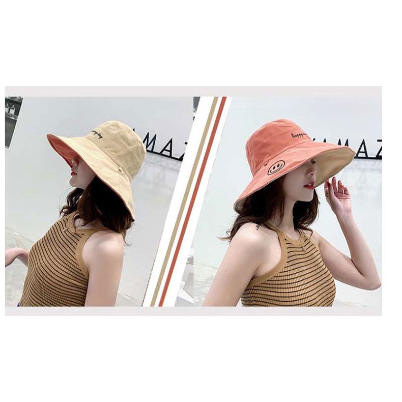 Mũ Tai Bèo Chống Tia Uv Họa Tiết Mặt Cười Xinh Xắn Thời Trang