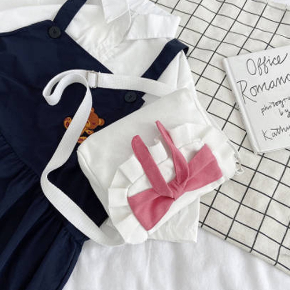 Túi Đeo Chéo Canvas Đính Nơ Phong Cách Retro Cho Nữ