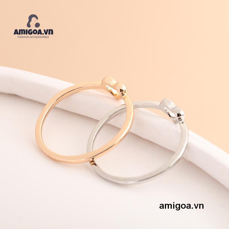 ✨✨Nhẫn Mạ Bạc Hình Trái Tim Rỗng Đơn Giản Thời Trang Cho Nữ