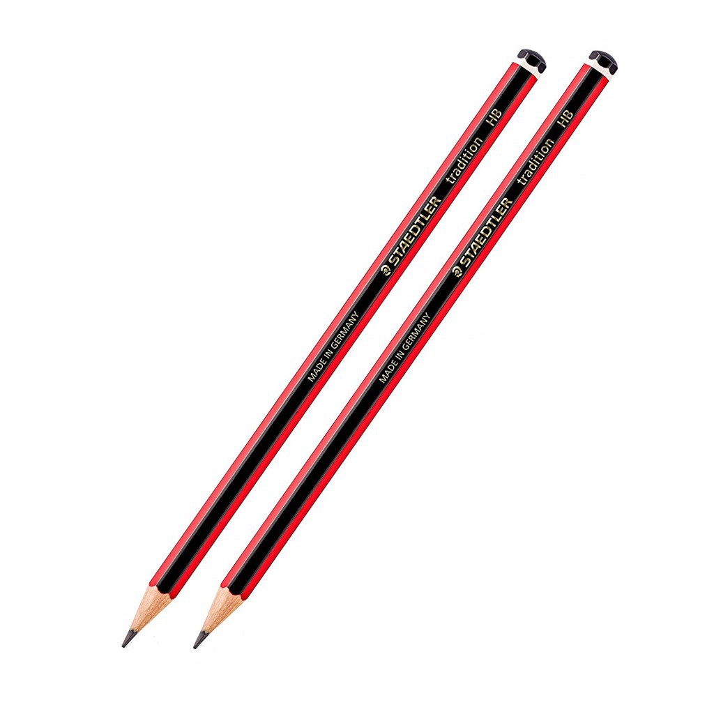 Vỉ 2 bút chì STAEDTLER Tradition® 110 (HB, B, 2B, 3B, 4B, 5B, 6B) sọc đỏ đen