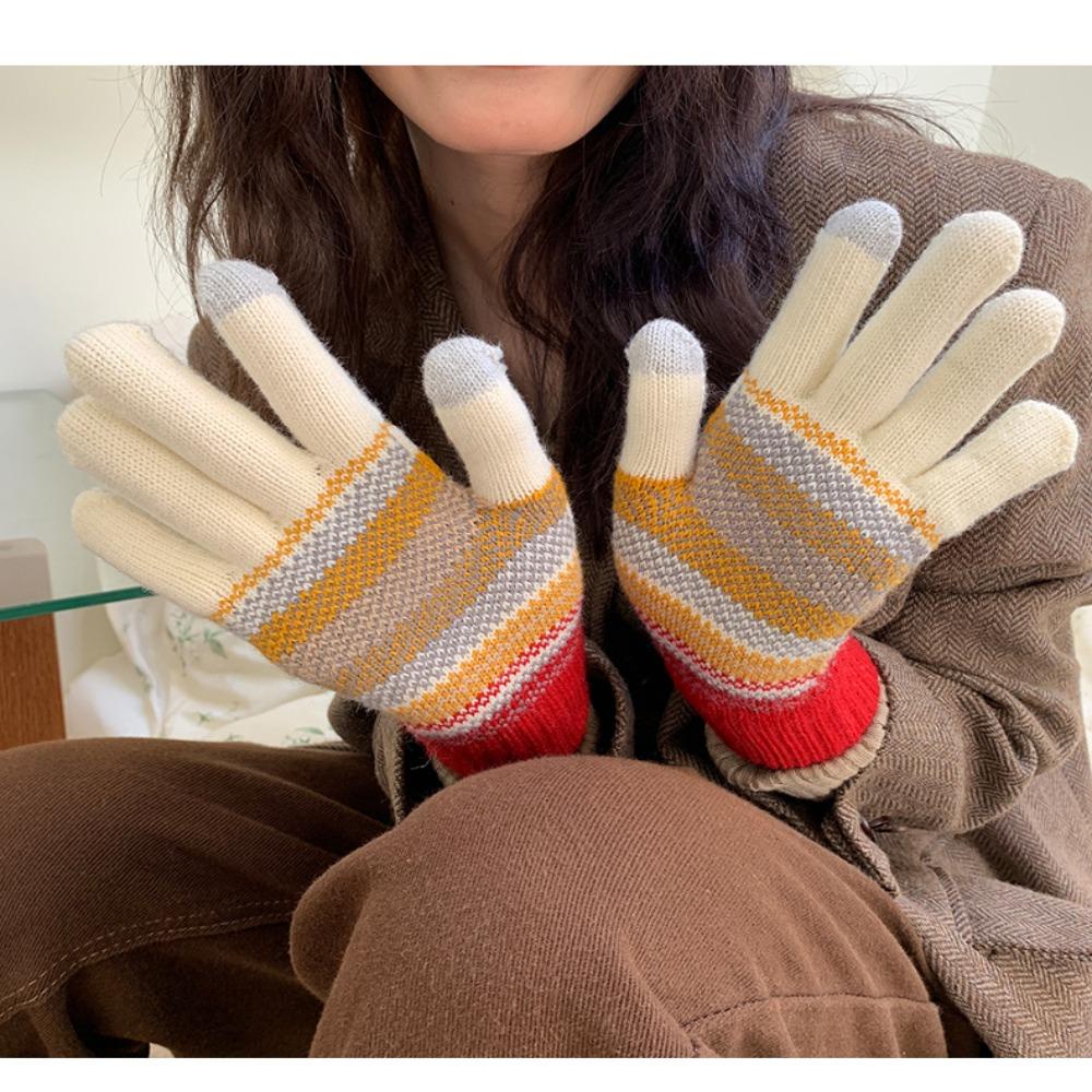 Găng Tay Len Lông Chống Lạnh Chống Gió Màu Sắc Ngọt Ngào Có Thể Dùng Màn Hình Cảm Ứ