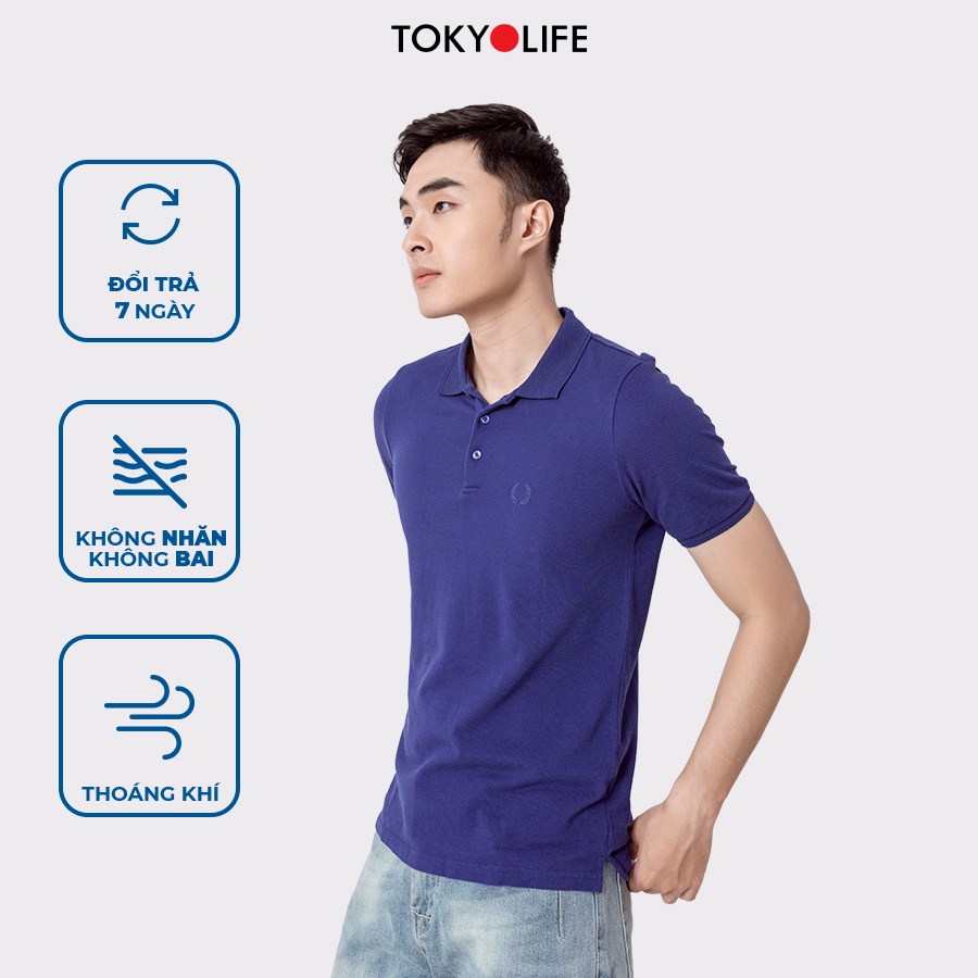 Áo Polo Nam Cotton Cao Cấp, Basic Sang Trọng Lịch Lãm TOKYOLIFE cổ Đức không chân I7POL502G