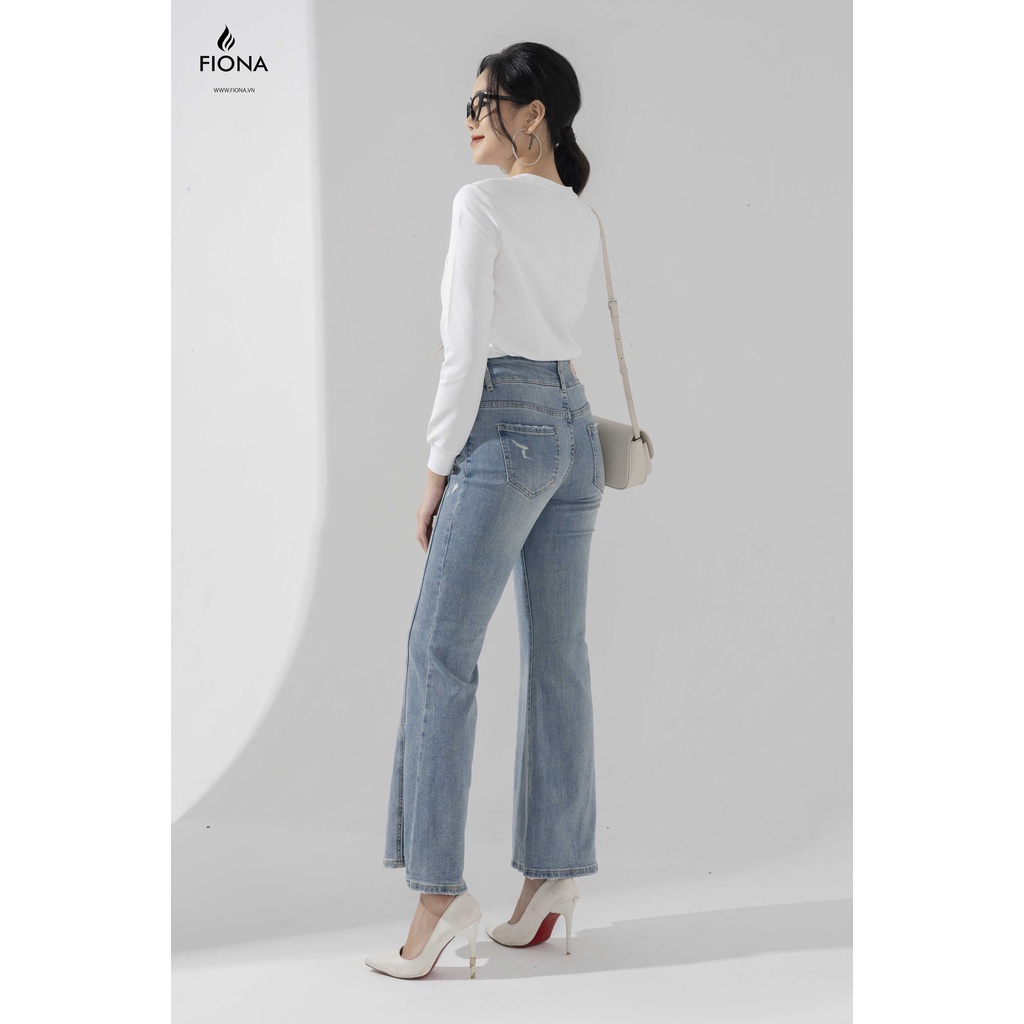 Áo nỉ nữ cổ tròn FIONA, áo nỉ dài tay thu đông thân trước in hình chữ vàng bóng F520896