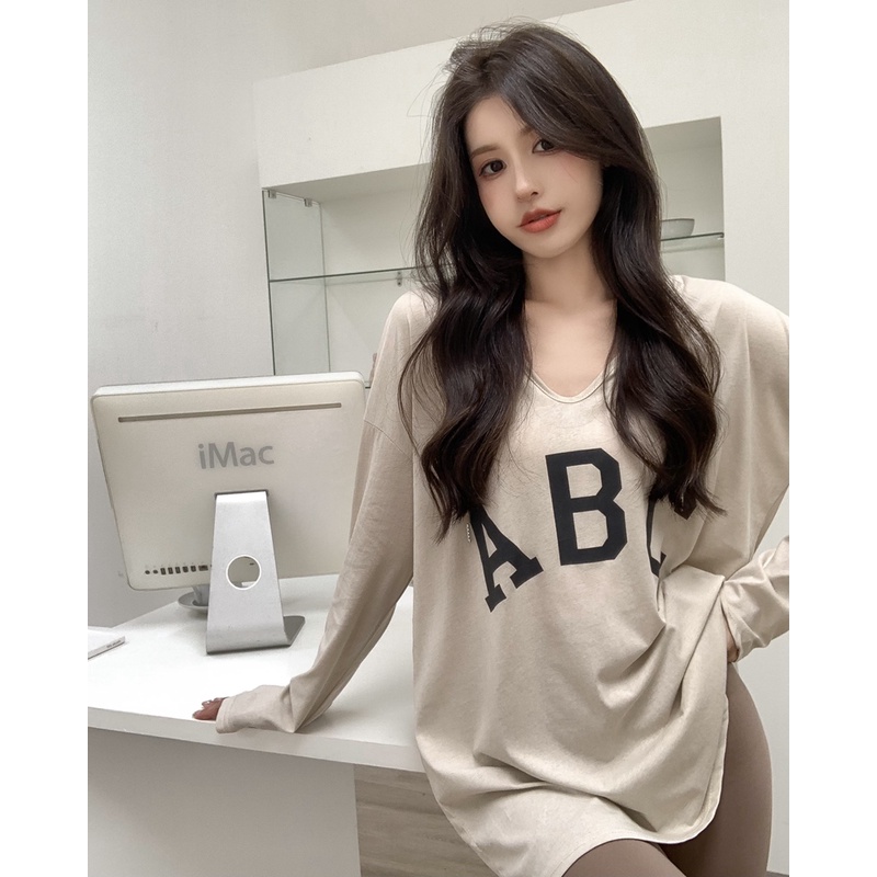 Áo Thun Nữ Tay Dài Có Nón In Chữ Thời Trang