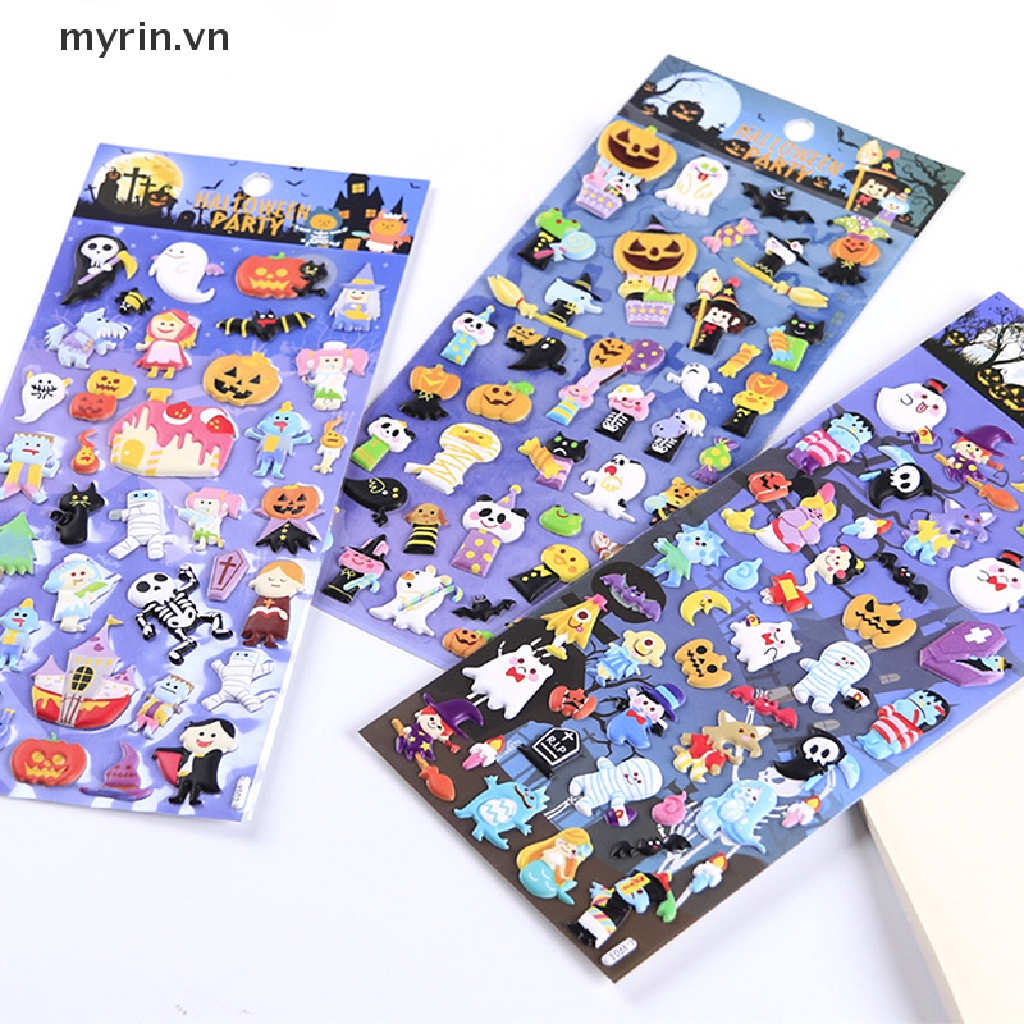 1 Miếng Dán PVC Hình Bí Ngô Halloween Dễ Thương Trang Trí Sổ Tay