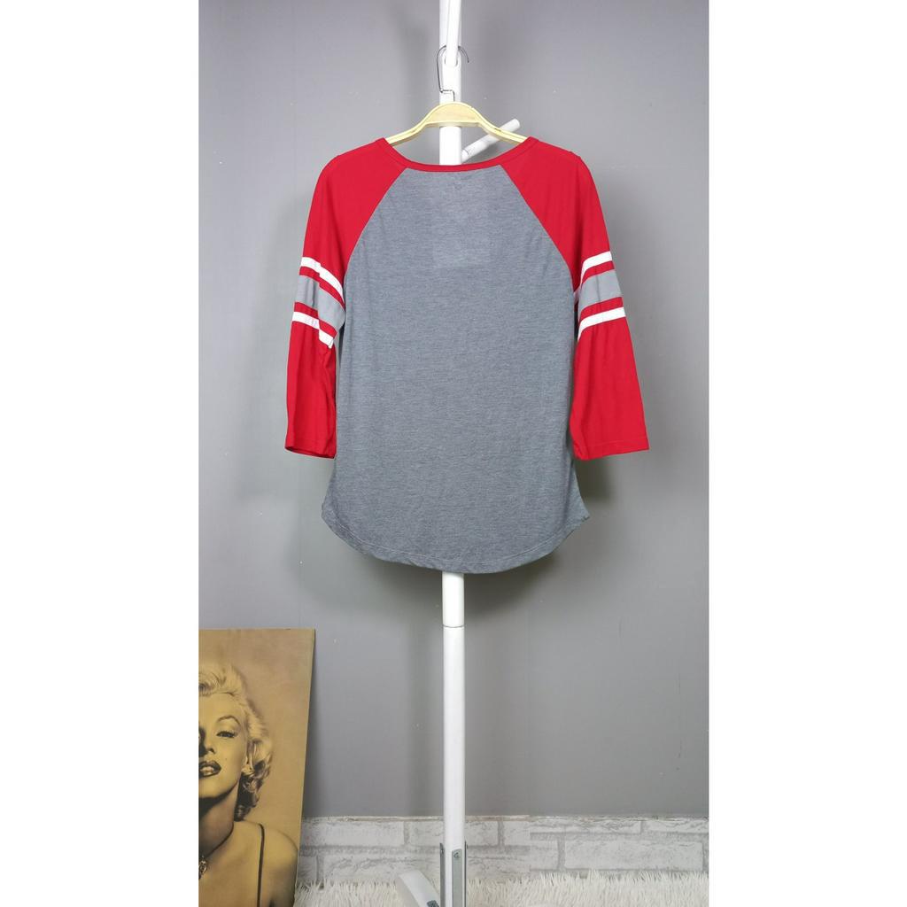 Áo thun nữ phong cách thể thao tay lửng xuất khẩu