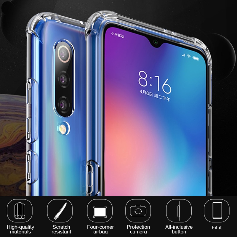 Shockproof Case Xiaomi Redmi Note 8T 9S 9 Pro Max Mi 8 Lite 8 SE A3 A1 5X A2 Lite Mi Play 10 5G Redmi 8A Transparent Clear Back Phone Cover Case