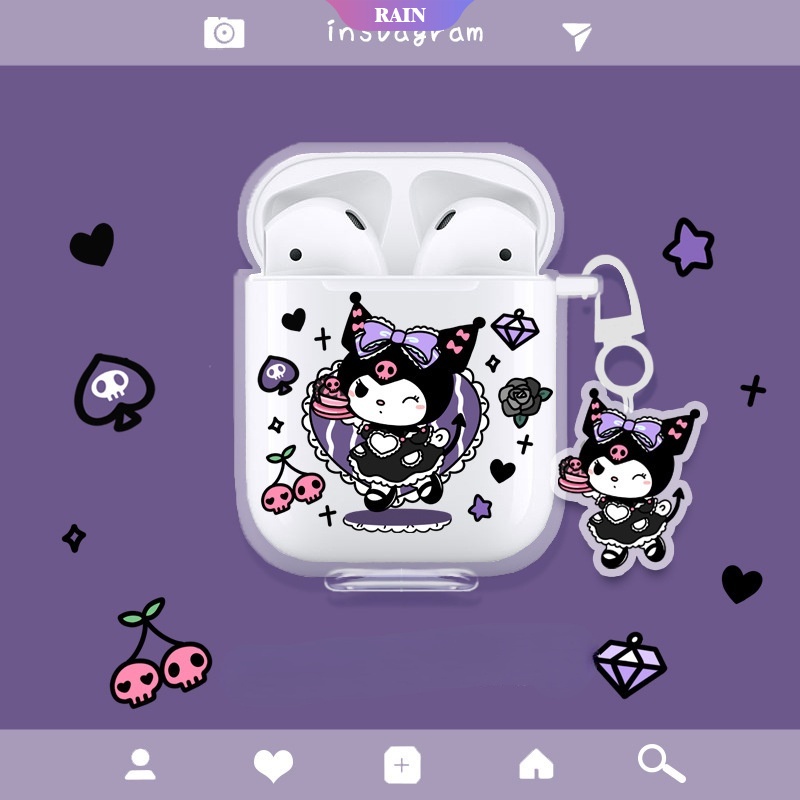 Vỏ Bảo Vệ Hộp Sạc Tai Nghe AirPods 1 2 3 Pro Bằng TPU Mềm Trong Suốt Hình Kuromi Dễ Thương