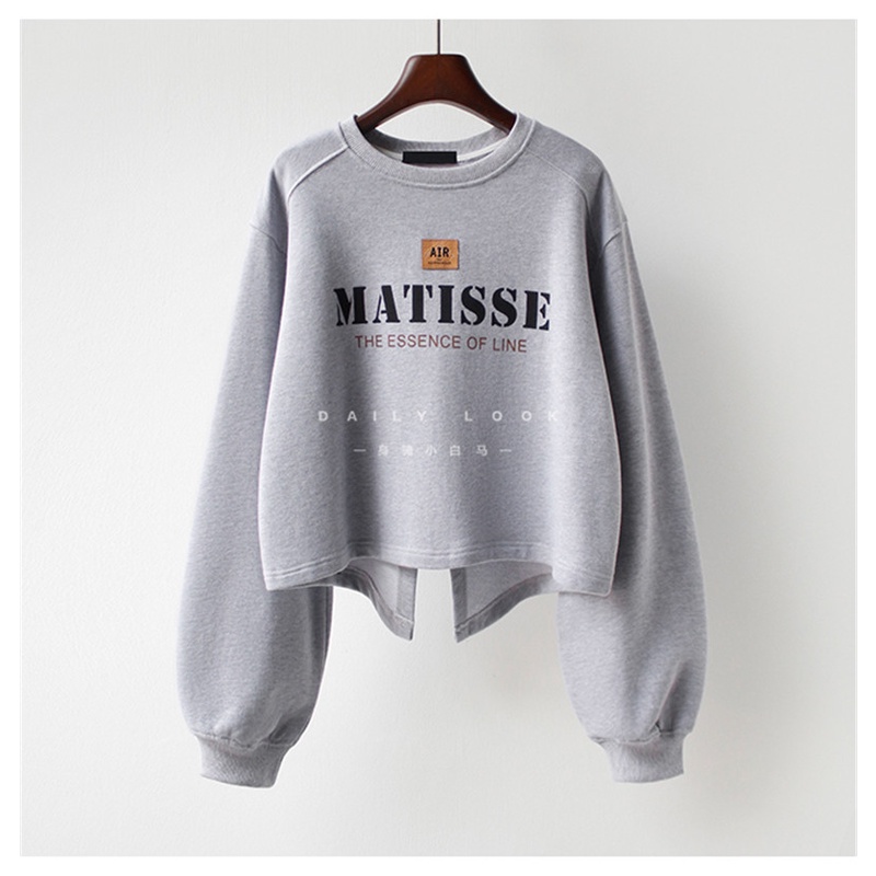 Áo sweater mỏng dáng rộng cổ thuyền lưng cao xẻ tà thời trang xuân thu cho nữ 2021