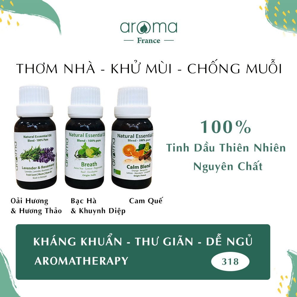 Tinh Dầu Xông AROMA Oải Hương &amp; Hương Thảo , Breath , Cam Quế 10ml