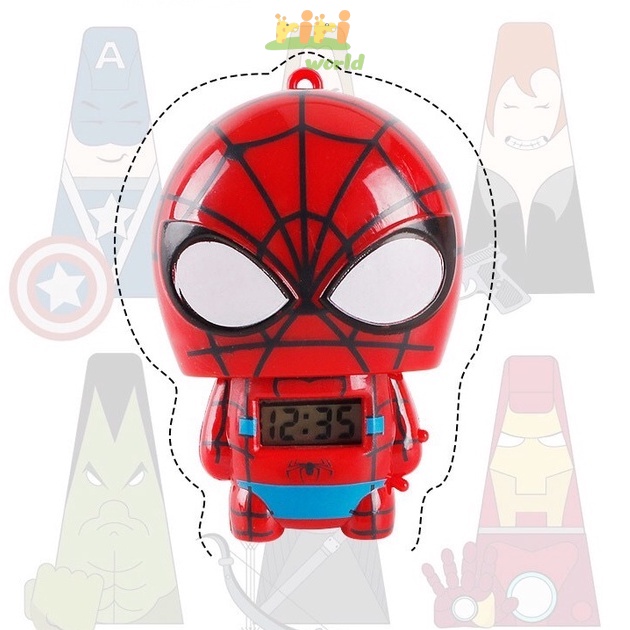 Đồng hồ điện tử cho bé - Đồng hồ nhân vật hoạt hình Siêu Nhân, Siêu Anh Hùng Marvel Spider Man Iron Man yêu thích cho bé