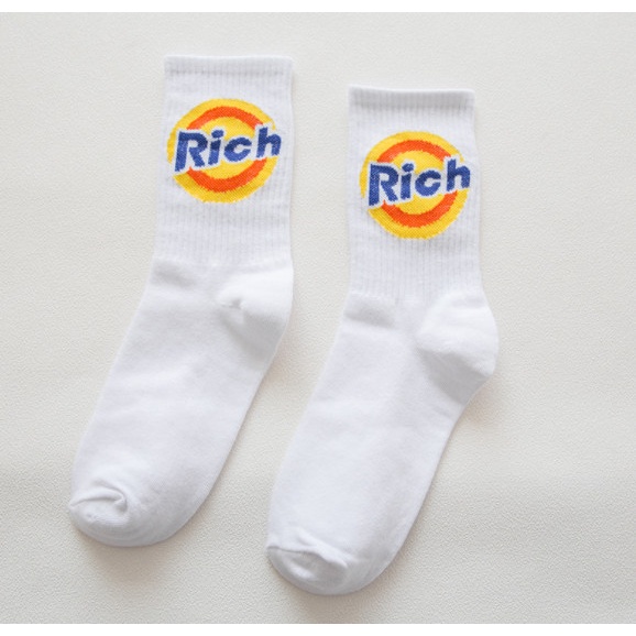 Vớ RICH cao cổ màu Cam Trắng Nam Nữ phong cách thể thao, trẻ trung, năng động.