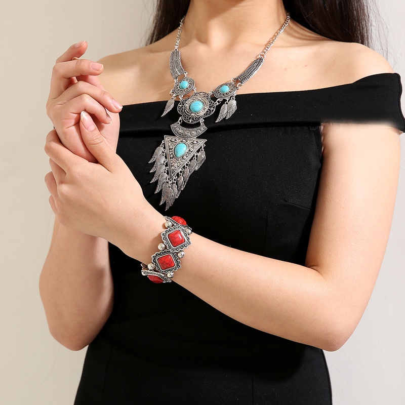 Vòng Tay Đính Đá Ngọc Lam Phong Cách Bohemian Thời Trang Cho Nữ